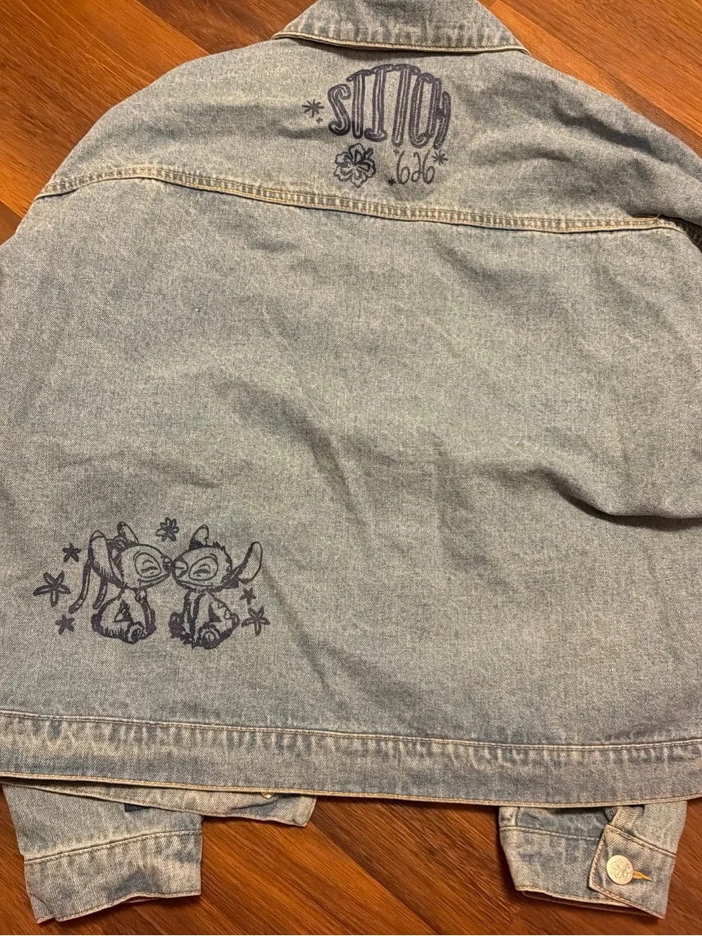 Disney Light Blue Denim Jean Jacket with Pink Stitch Patch